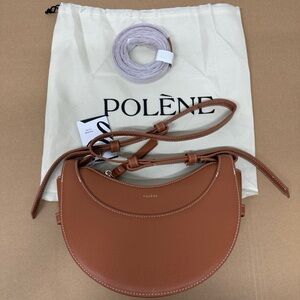 Polene Number Ten Camel-colored Lychee Grain Leather Crescent Bag🤎